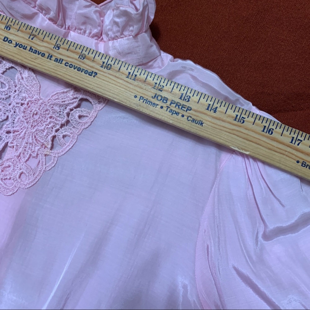 Vintage 80s Satin Cottage Blouse M - Picture 9 of 10